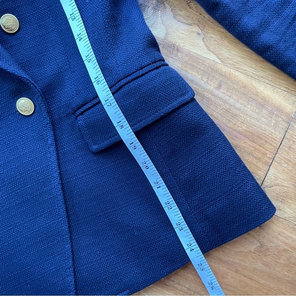 Banana Republic Navy Blue Double Breasted Cotton Blazer with Gold Buttons size 4 - Picture 12 of 14